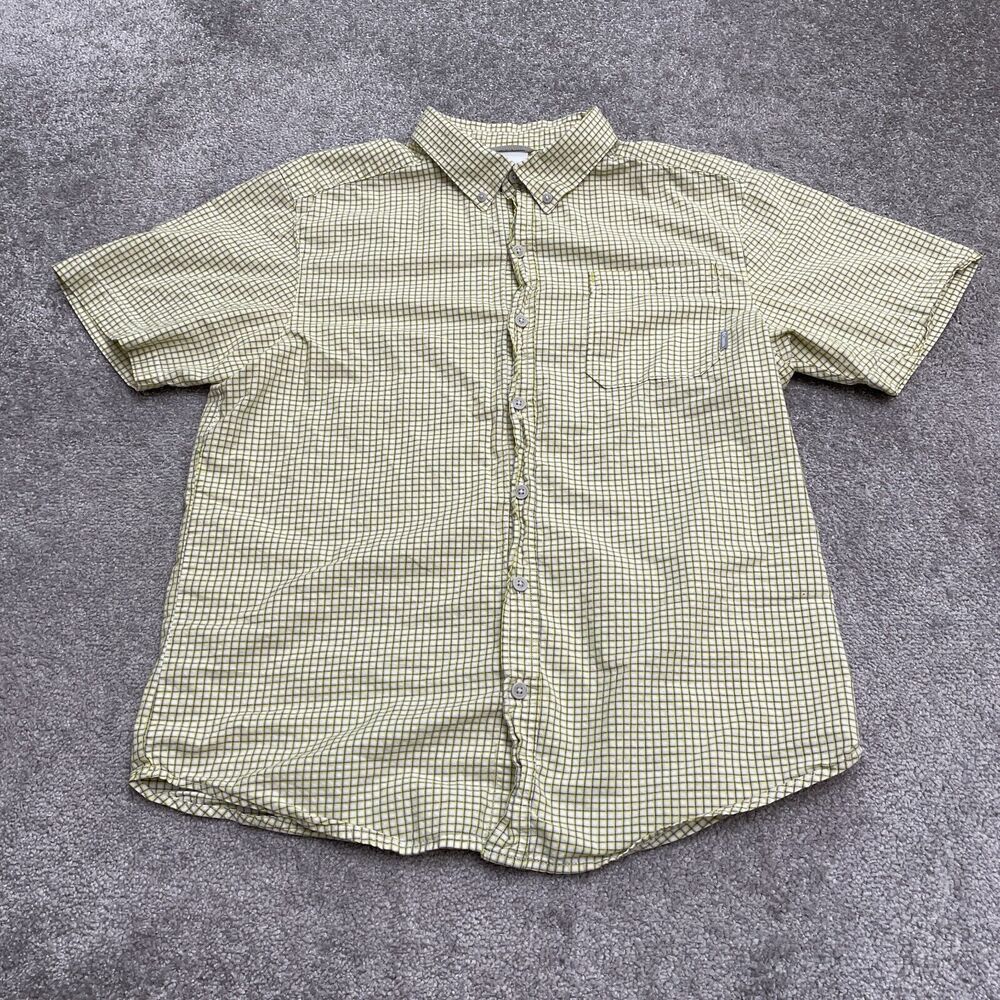 Columbia Rapid Rivers Casual Button Down Shirt Mens Medium Yellow Plaid Outdoor